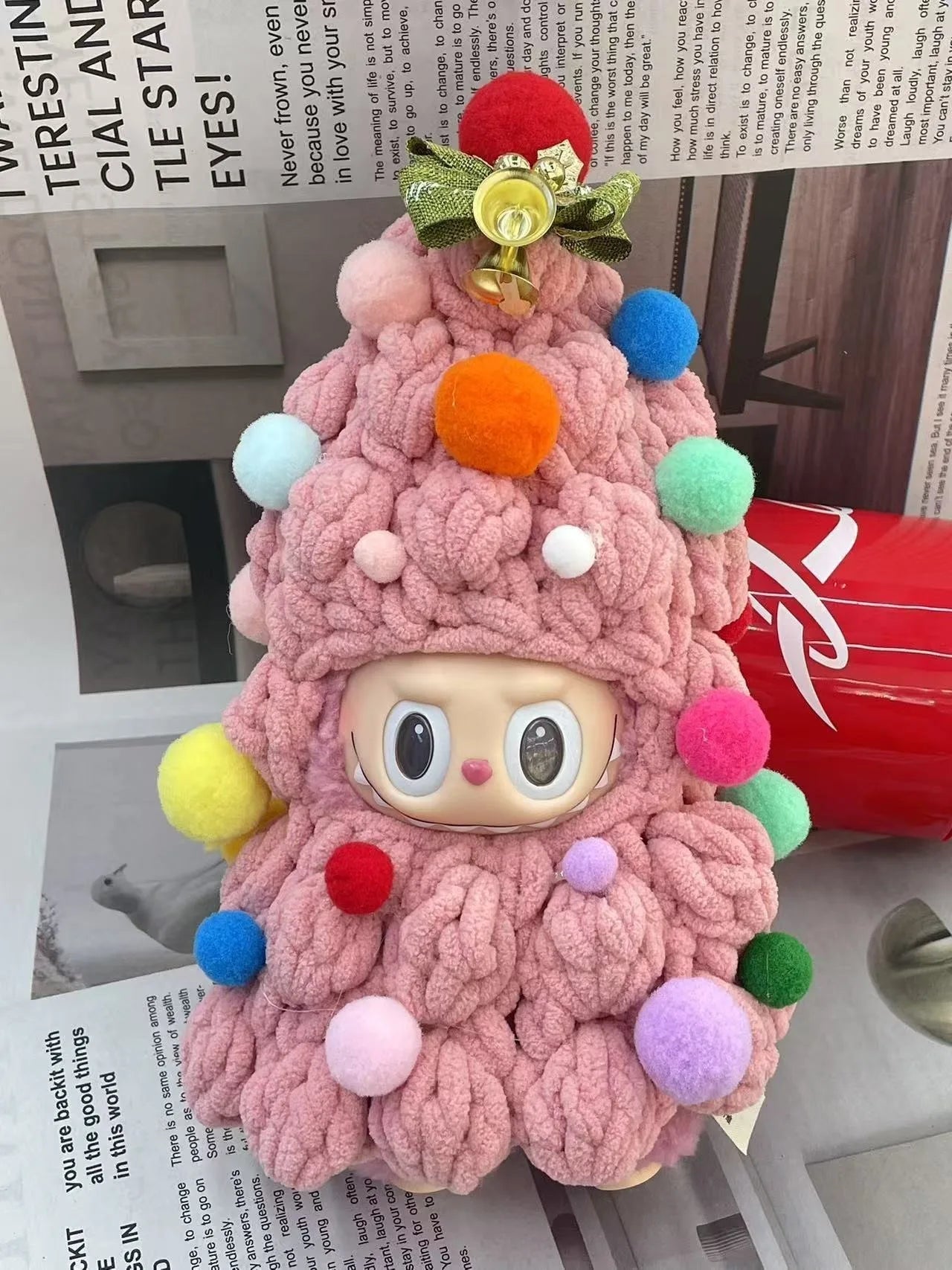 Handmade Crochet Labubu Doll Christmas Tree Outfit With The Labubu