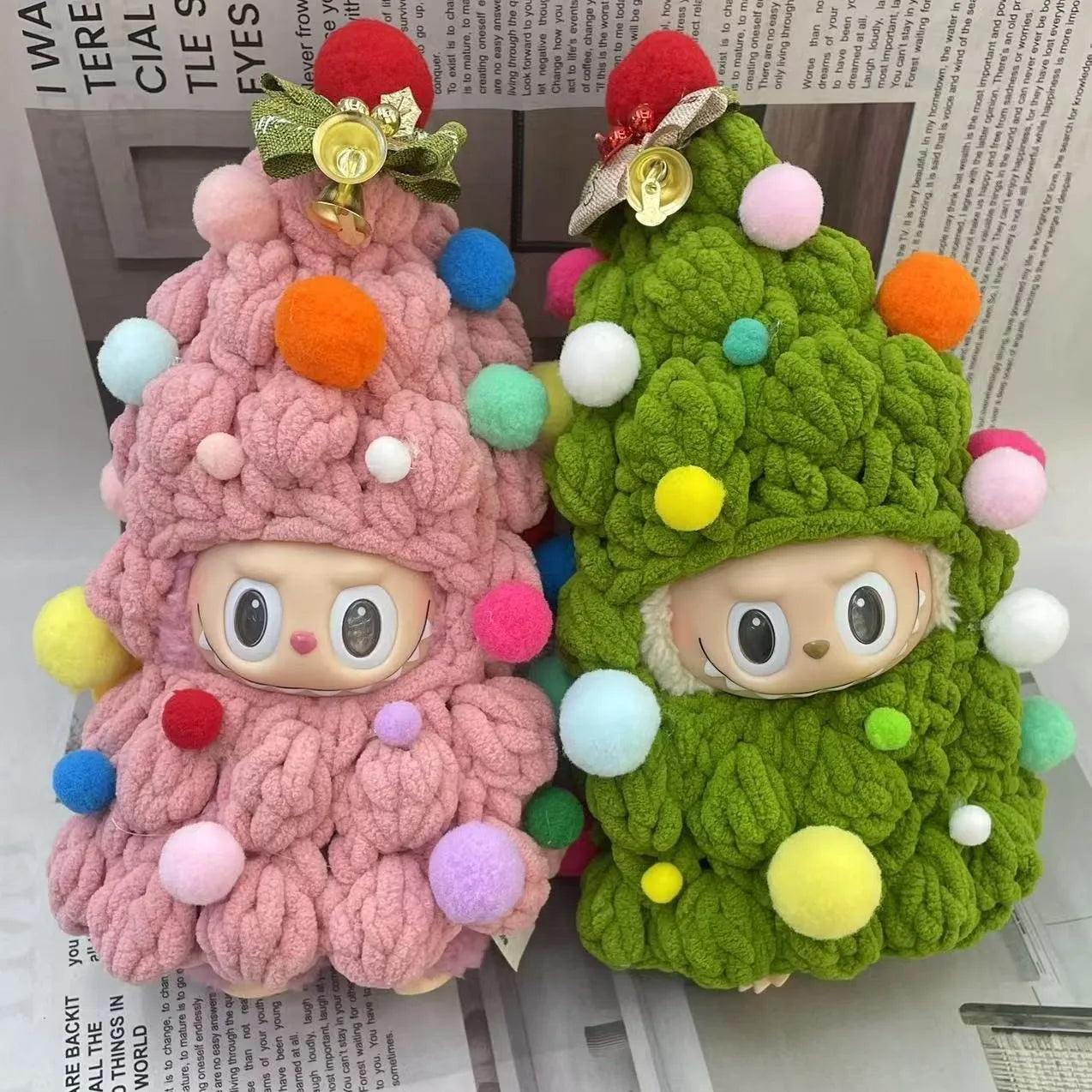 Handmade Crochet Labubu Doll Christmas Tree Outfit With The Labubu