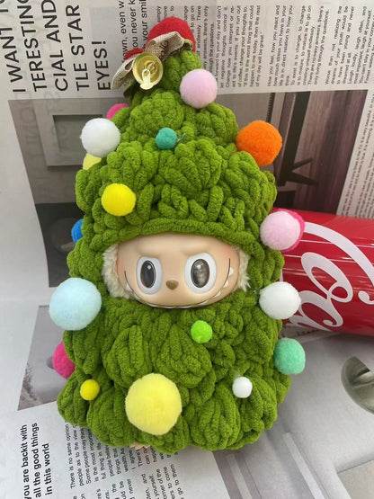 Handmade Crochet Labubu Doll Christmas Tree Outfit With The Labubu